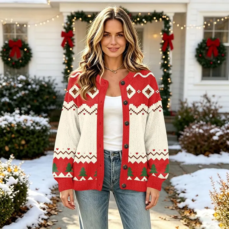 Generic Christmas Cardigan Sweaters A001red – Versatile casual outerwear layer