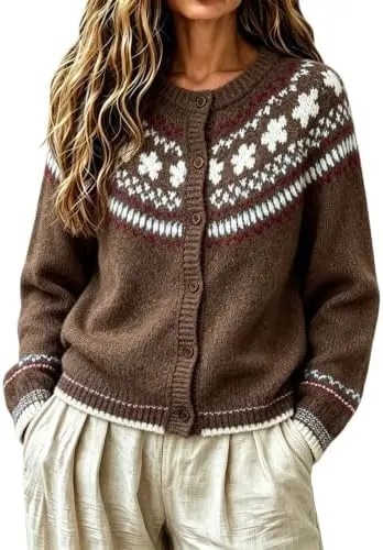 Generic Womens Cardigan Sweaters Long Sleeve Button – Soft knit material for cozy warmth