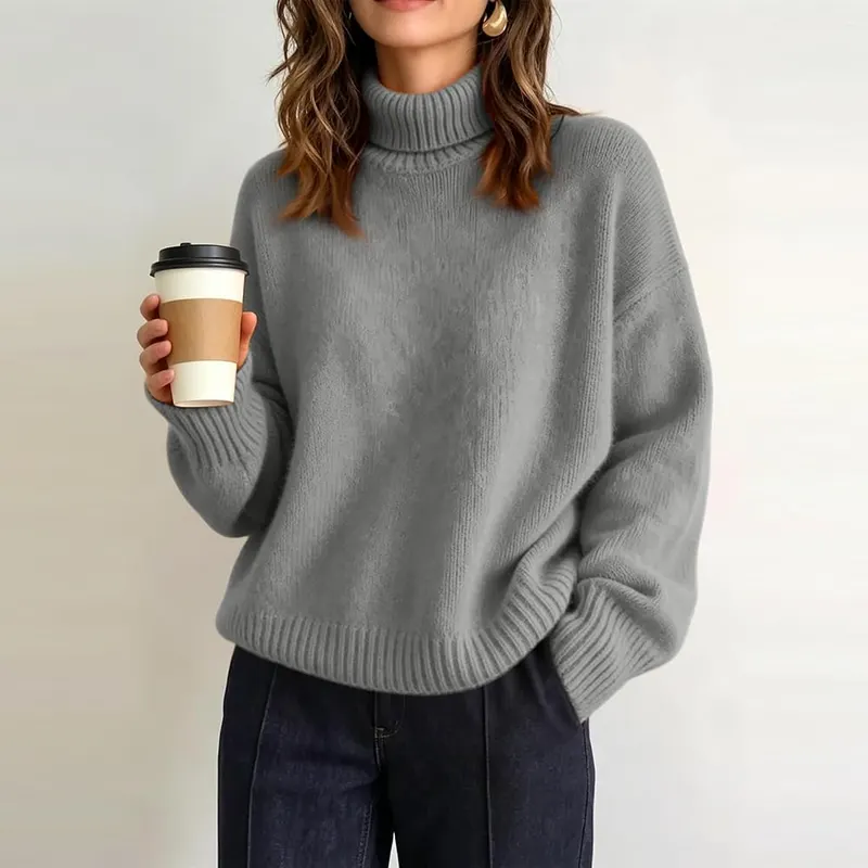 Generic Womens Fall Sweaters Slim Turtleneck Knit A008gray – Design