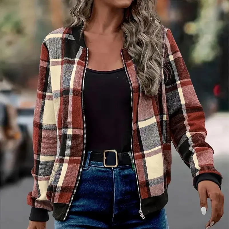 Generic Womens Flannel Jacket Plaid Zip Up – Soft brushed flannel comfort