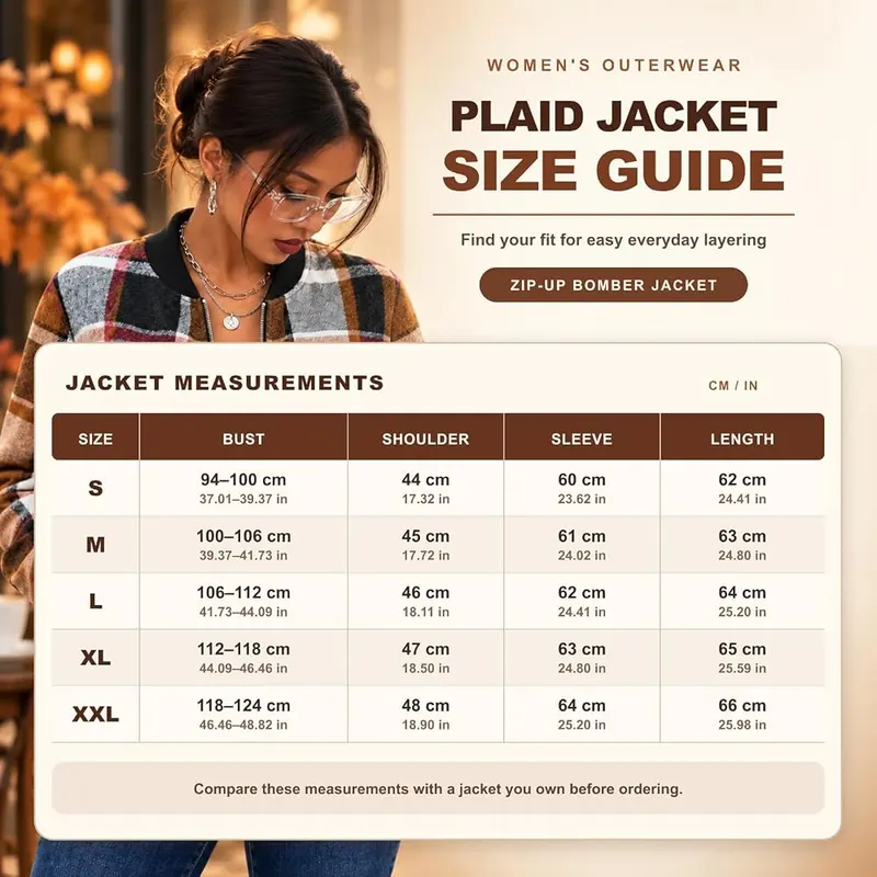 Generic Womens Flannel Jacket Plaid Zip Up – Functional side pockets included
