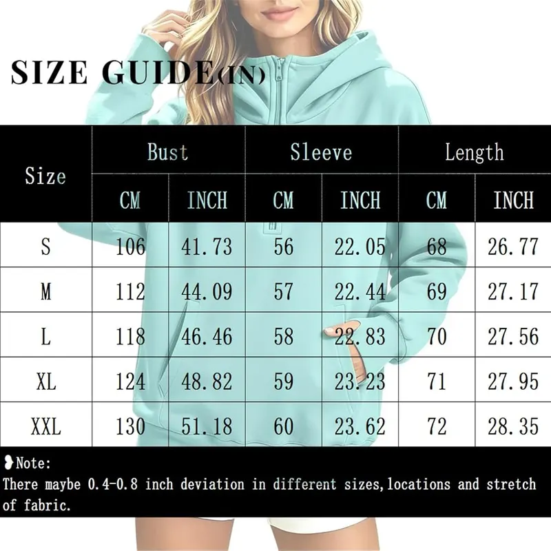 Generic Womens Half Zip Pullover Oversized Long A007-gray – Hooded Style