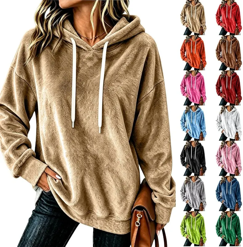 Generic Womens Hoodies Pullover Fleece Oversized Pull Y2K in A005green