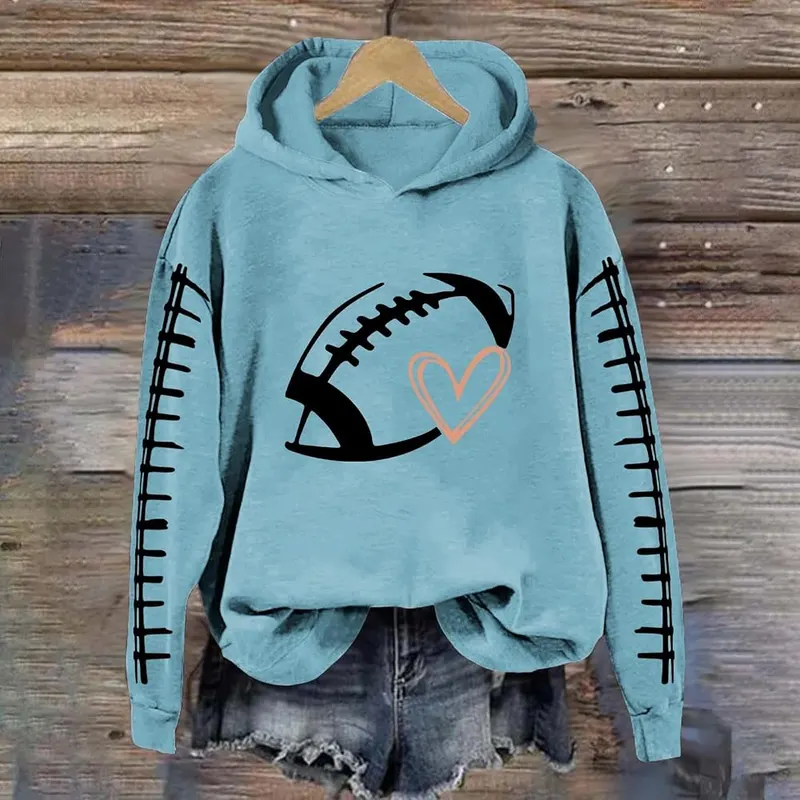 Generic Womens Hoodies Pullover Game Day Graphic A001-blue – Graphic Design