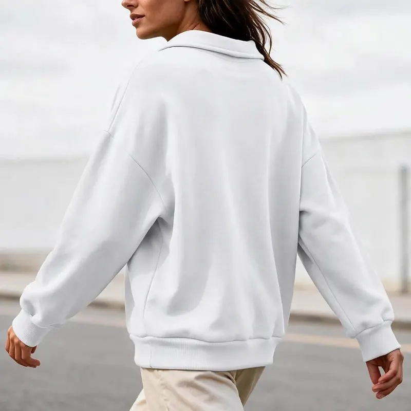 Generic Womens Mock Neck Sweatshirt Oversized Ruffle T003-white Large – product photo 3 of 3