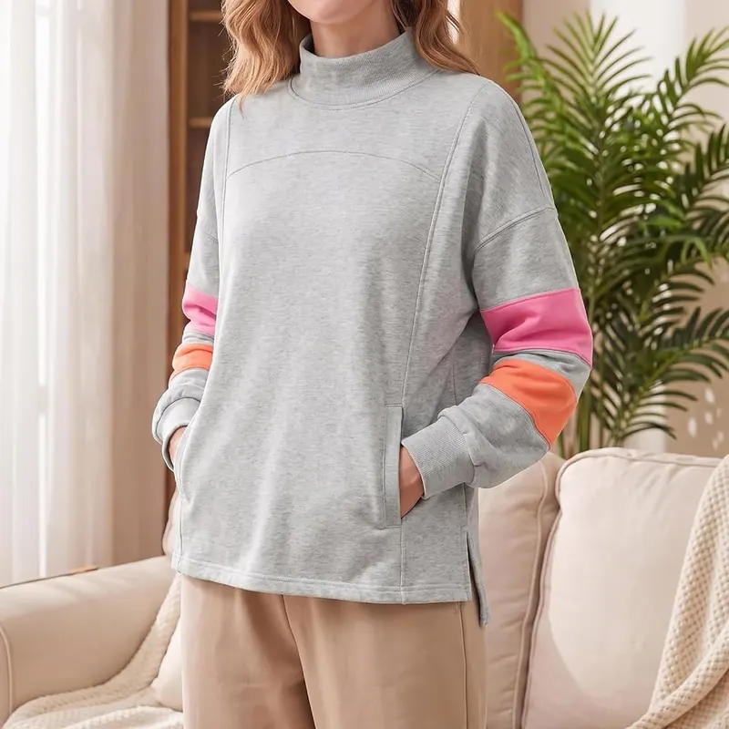 Generic Womens Mock Neck Sweatshirt Y2k Oversized – product photo 4 of 5