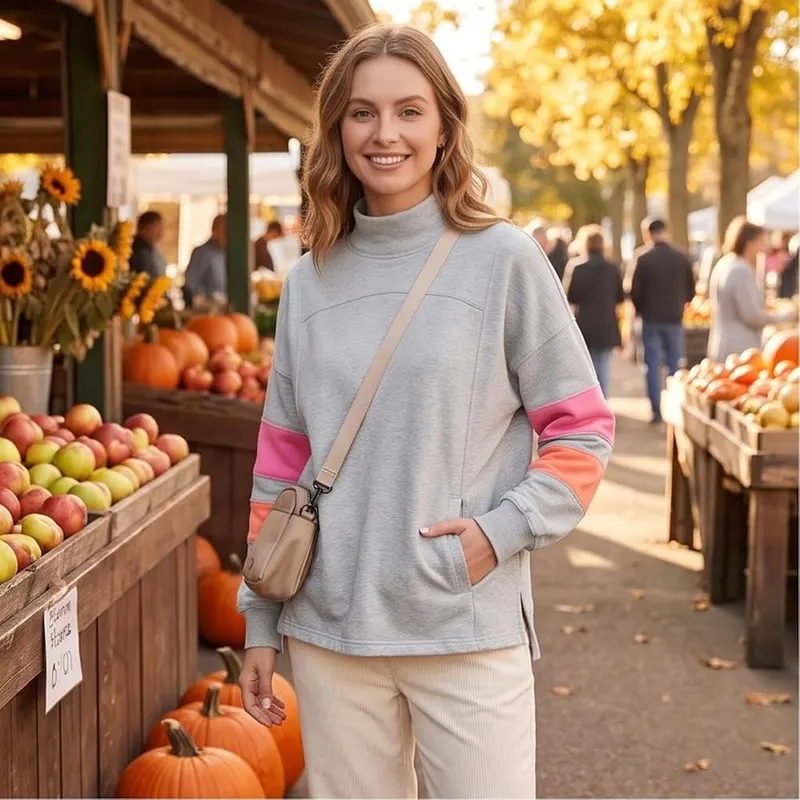 Generic Womens Mock Neck Sweatshirt Y2k Oversized – product photo 5 of 5