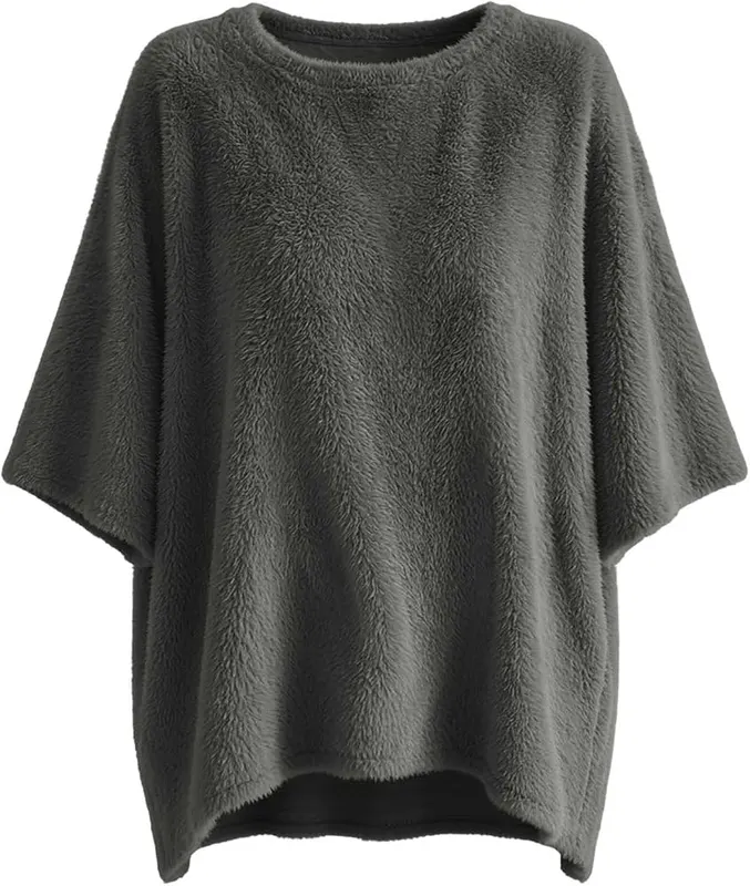 Generic Womens Oversized 3/4 Sleeve Sweatshirt Soft – product photo 8 of 8