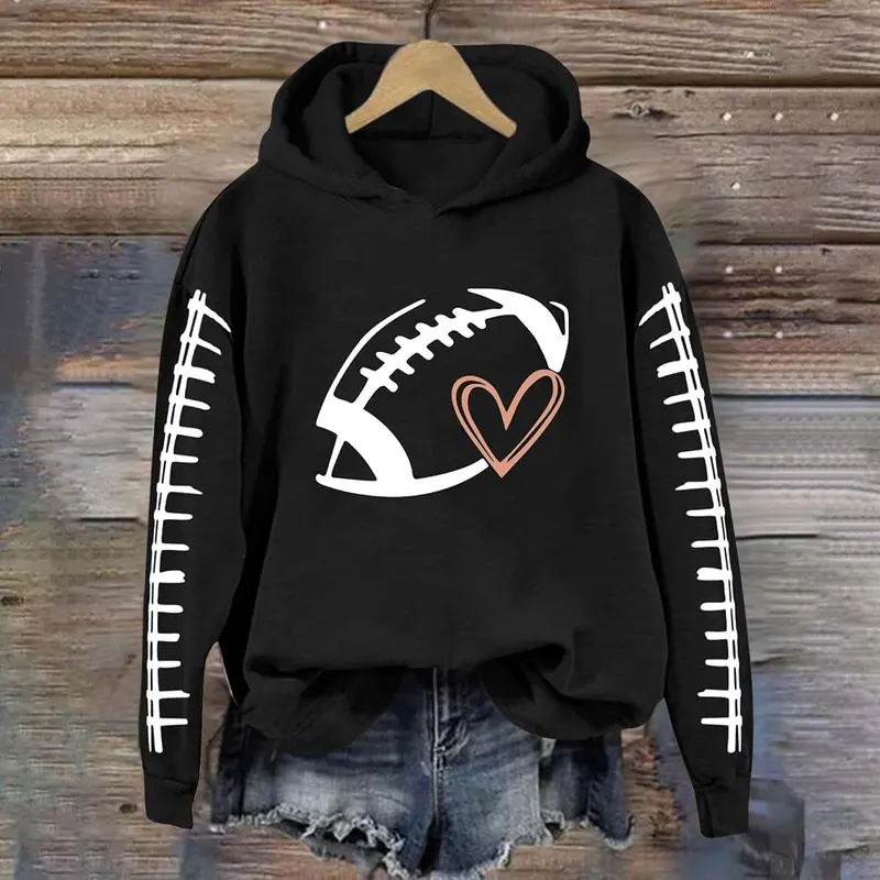 Generic Womens Pullover Hoodies Game Day Graphic A002-black – product photo 2 of 5