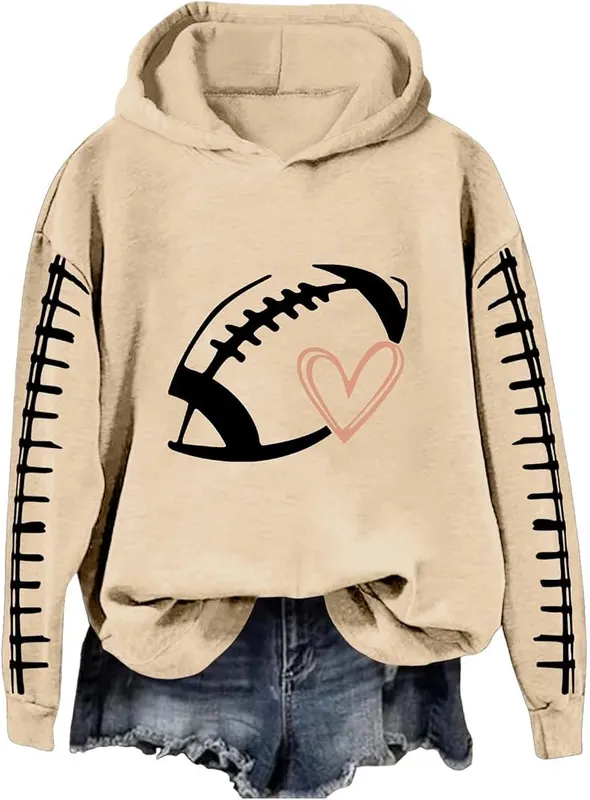 Generic Womens Pullover Hoodies Graphic Long Sleeve A006-khaki Large in A006-khaki