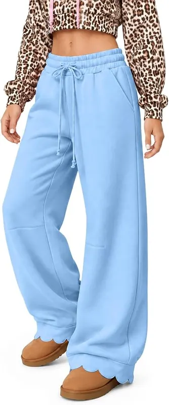 Generic Womens Wide Leg Pants Drawstring Oversized A005-blue – product photo 6 of 8