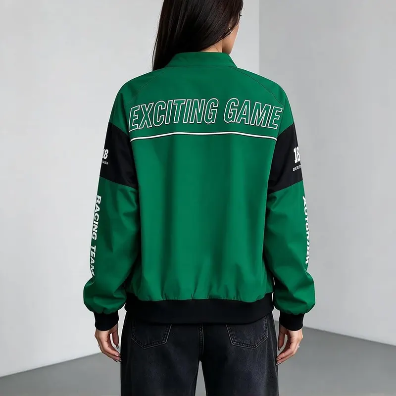 Generic Zip Up Jackets A006-green Small – Racer Color Block Design