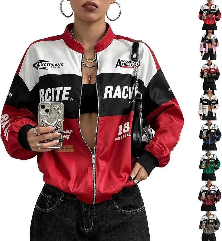 Generic Zip Up Jackets Y2K A001-red in A001-red