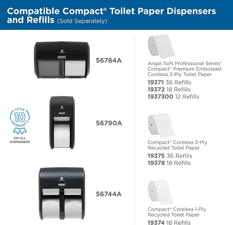 Georgia-Pacific Compact 2-Roll Vertical Coreless High-Capacity Toilet עשן – PREMIUM, UPSCALE DESIGN that leaves 97% of customers