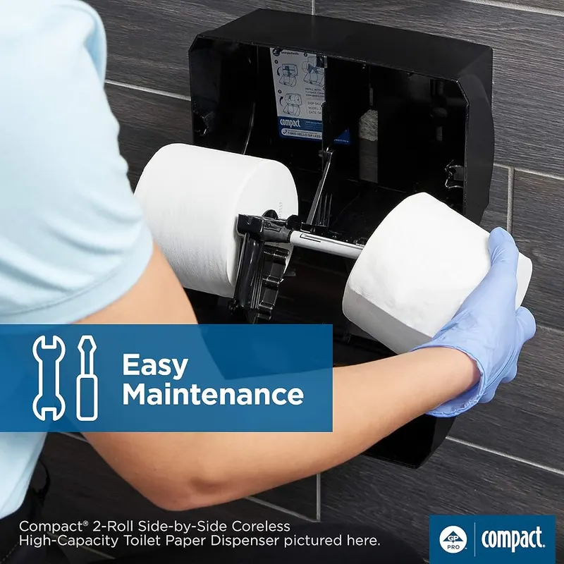 Georgia-Pacific Compact 2-Roll Vertical Coreless High-Capacity Toilet עשן – COMPATIBLE with Compact toilet paper refills 19371, 19372