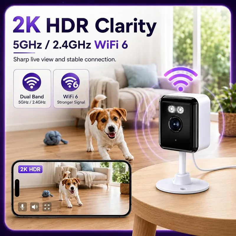 Gianteye 2K Indoor Security Camera – AI event detection with text alerts
