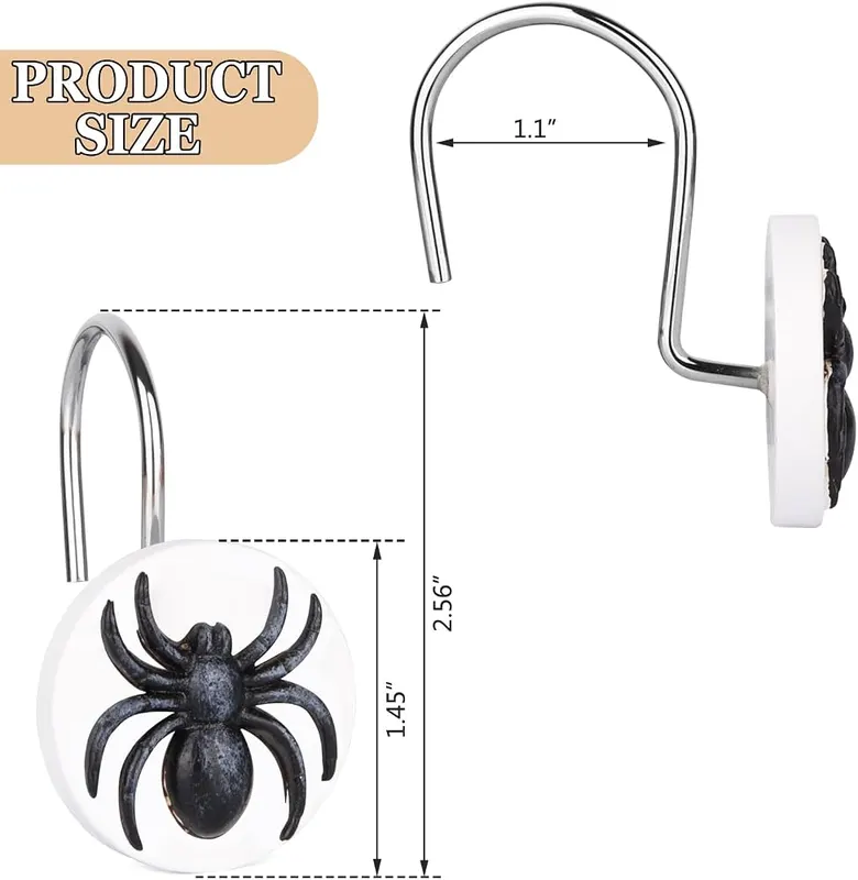 GIFZAA Halloween Shower Curtain Hooks – Fits standard sized curtain rods
