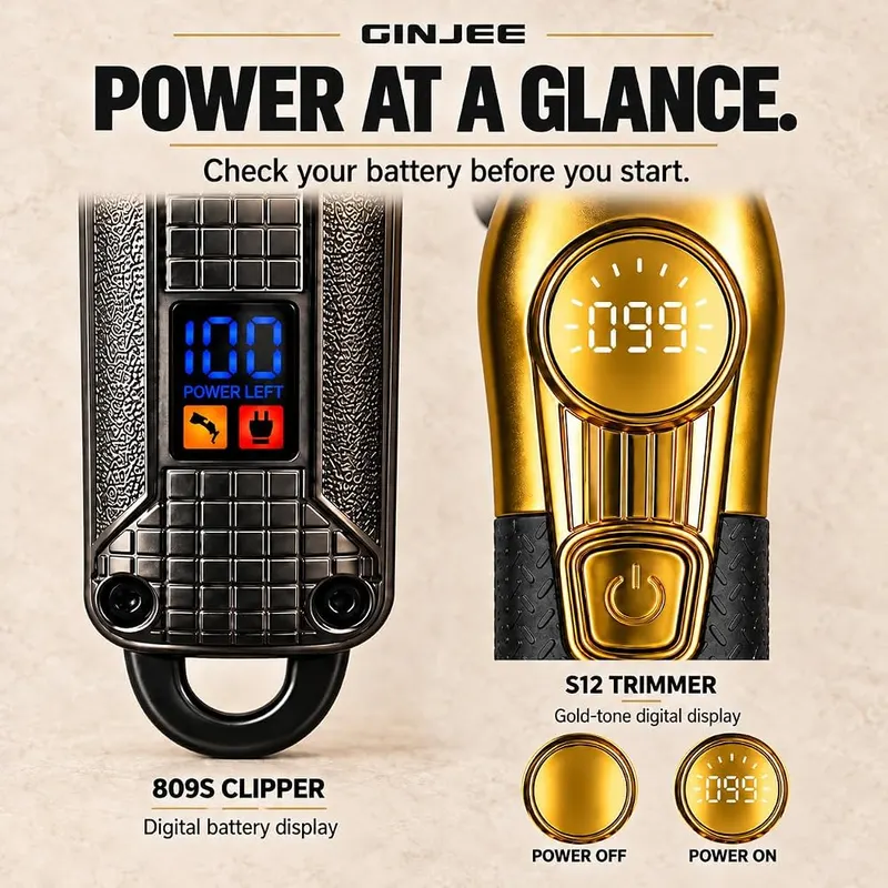 GinJee Hair Clippers – Digital battery level displays