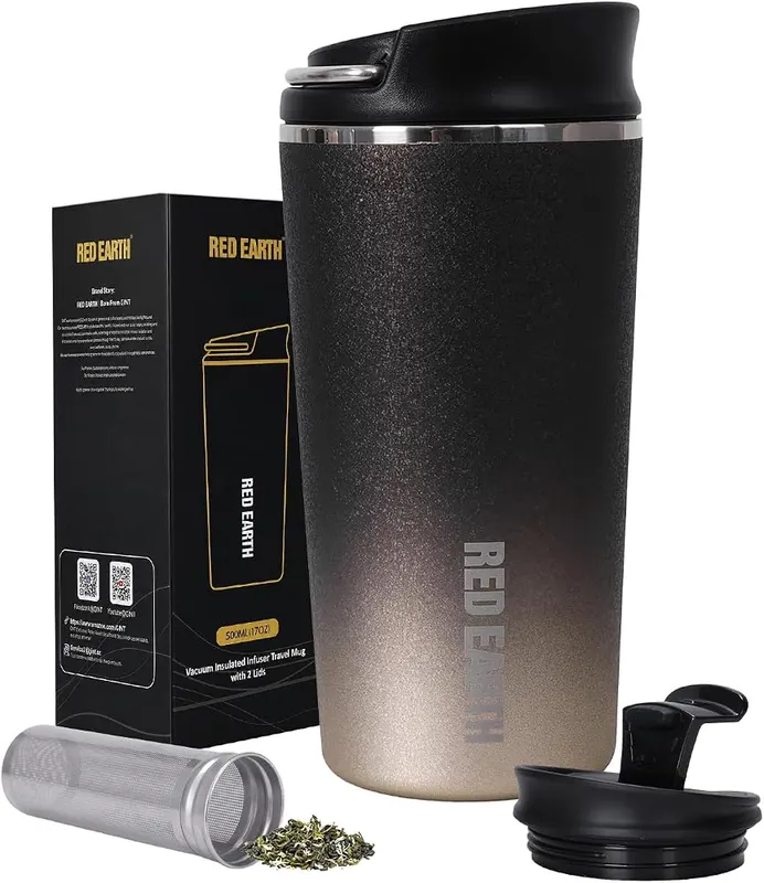 GiNT 17oz Travel Tea Mug in Black Gold Gradient