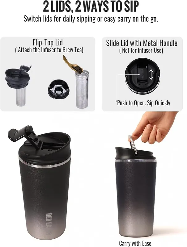 GiNT 17oz Travel Tea Mug – Removable fine-mesh tea strainer