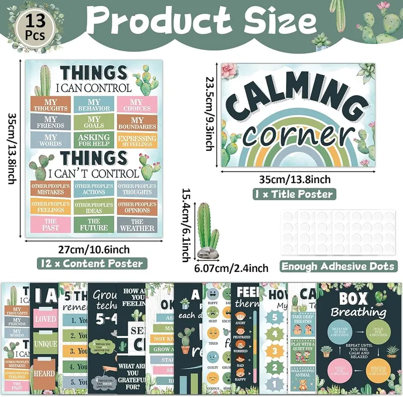 gisgfim 19 PCS Cactus Calming Corner Classroom – product photo 2 of 7