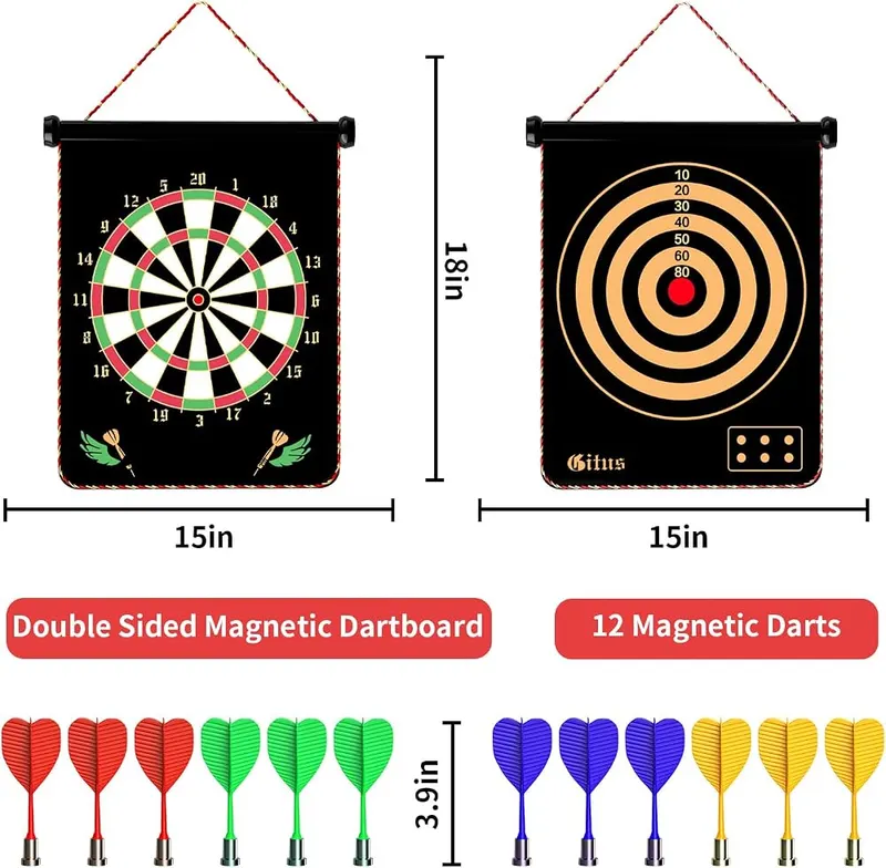 Gitus Magnetic Dart Board Games – Double-sided magnetic dartboard