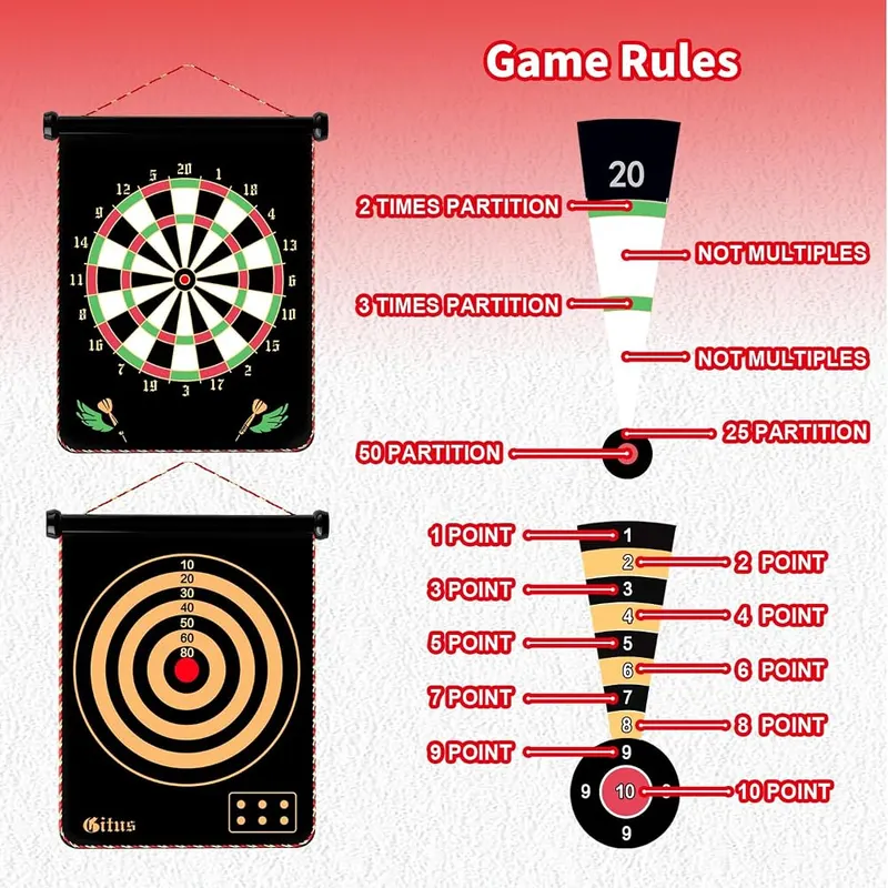 Gitus Magnetic Dart Board Games – 12 magnetic darts included