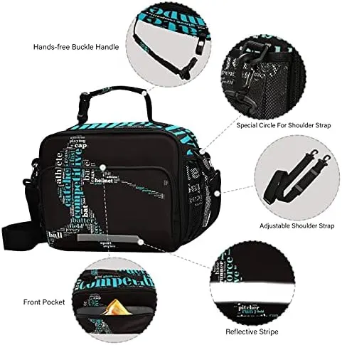 Glaphy Baseball Lunch Bag Insulated Softball Lunch – Reflective Stripes Design