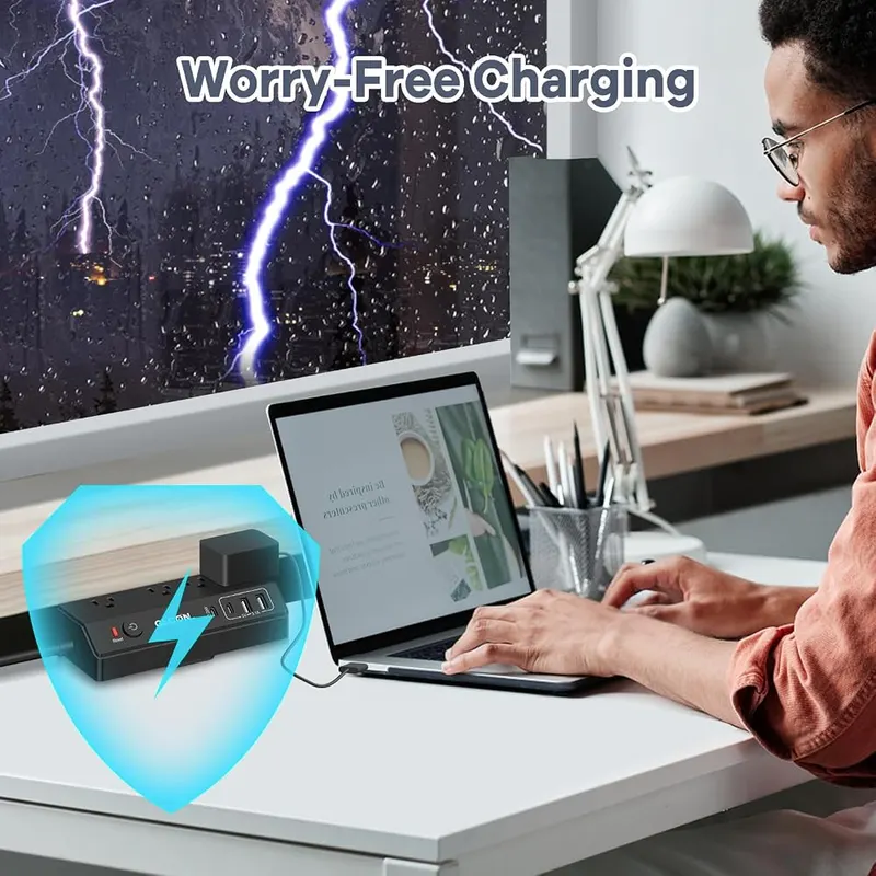 GLCON Desk Clamp Power Strip – Four USB ports