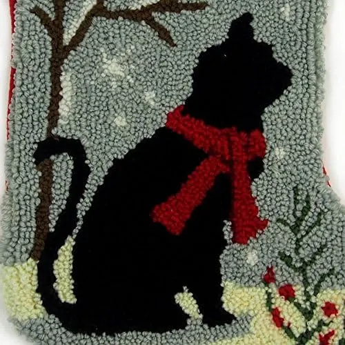 Glitzhome 19″ H Cat Christmas Stocking Oversize – Front :100% Acrylic