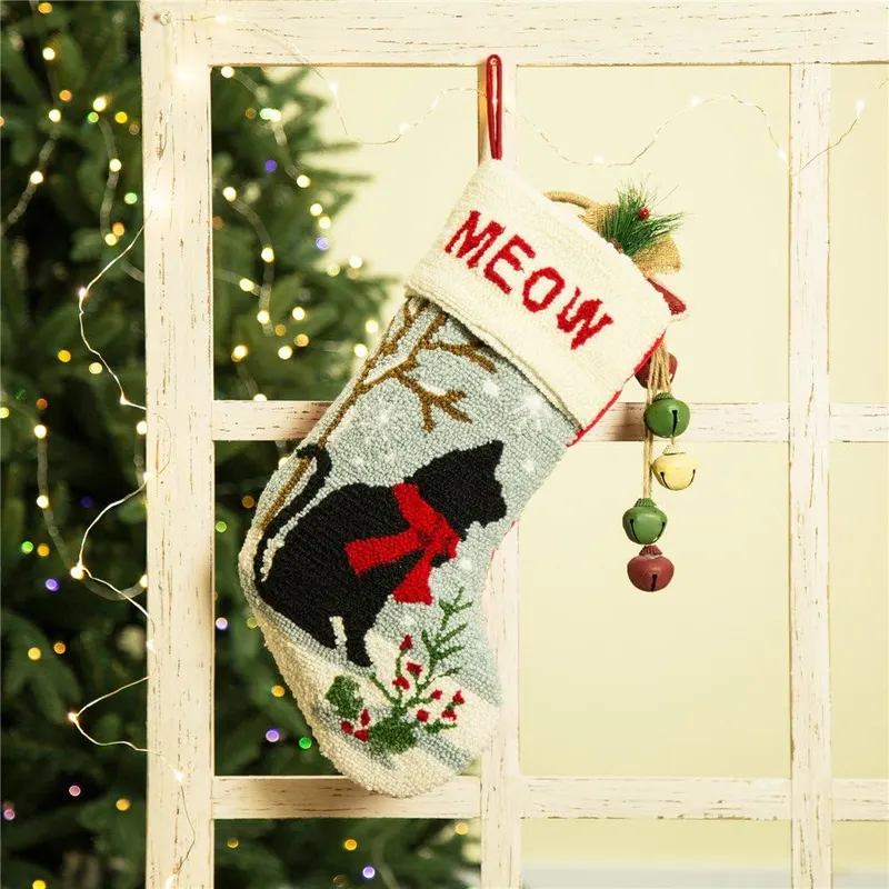 Glitzhome 19″ H Cat Christmas Stocking Oversize – Christmas Theme Design