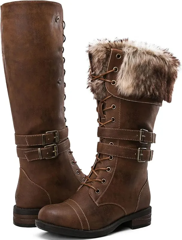 GLOBALWIN Women’s Tall Boots Brown Combat Boots – product photo 2 of 7