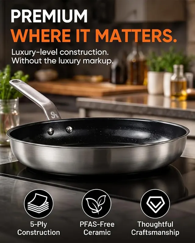 GLOBEHOME 8″ 5-Ply Ceramic Non Stick Frying – product photo 8 of 8