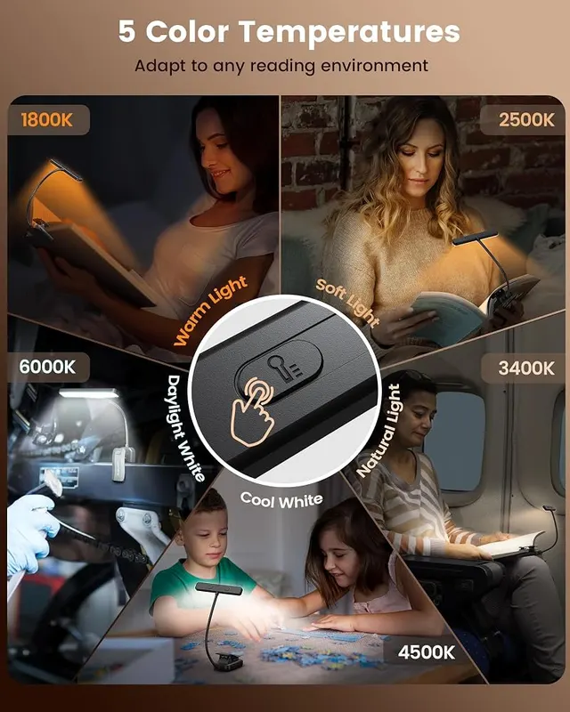 Glocusent 26 LED Reading Lights – 360-degree bendable gooseneck