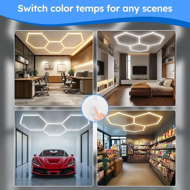 Gneng 6500K,High Brightness 3 Grids Hex Lighting – High color rendering index performance