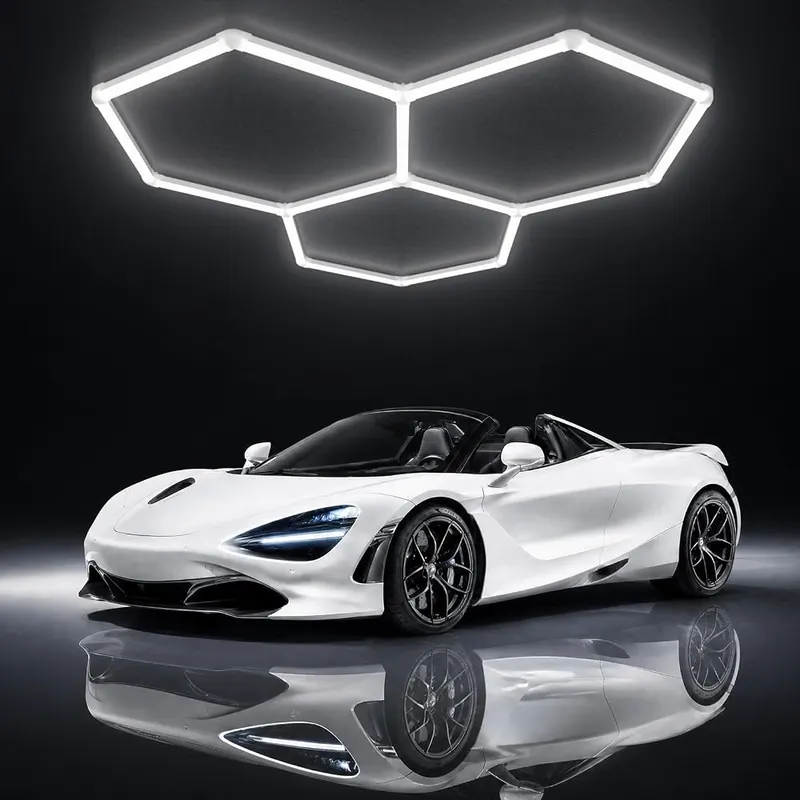 Gneng Hexagon Garage Lights-128W LED in White-3PK