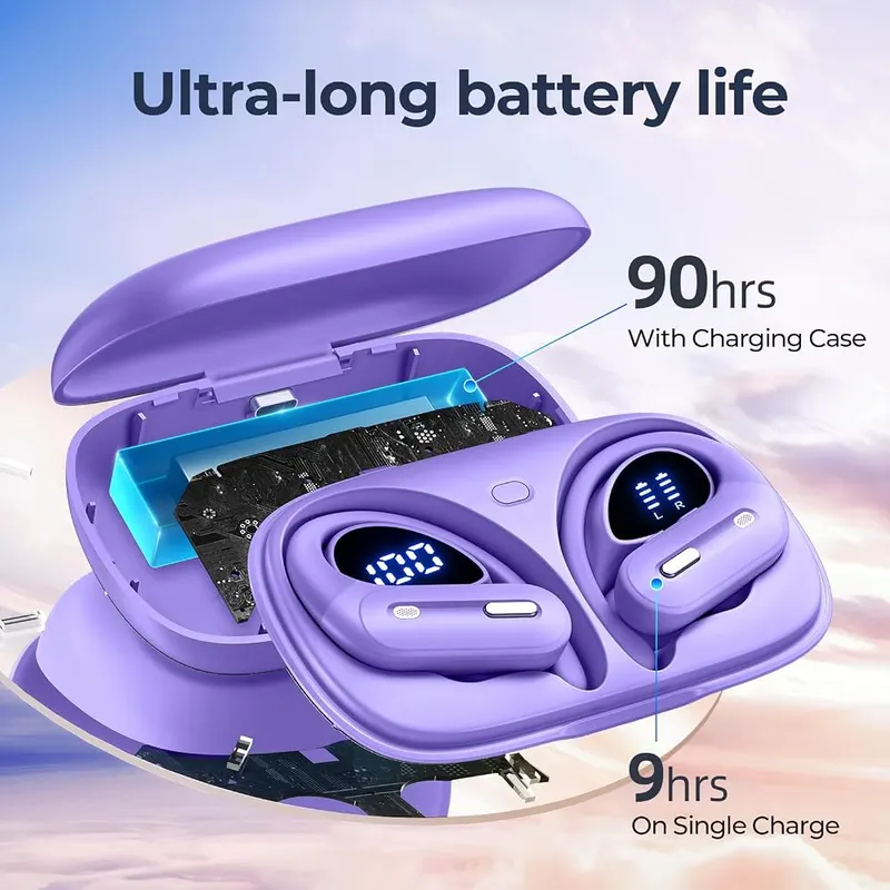 GNMN Active Noise Cancelling Ear Buds Wireless Light Purple – product photo 3 of 7