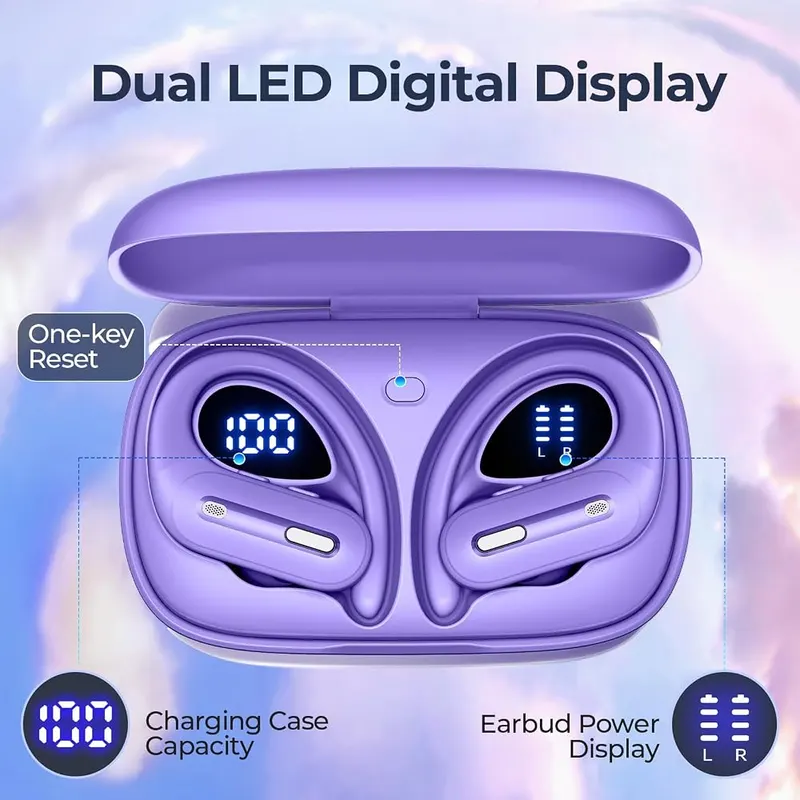 GNMN Active Noise Cancelling Ear Buds Wireless Light Purple – product photo 4 of 7