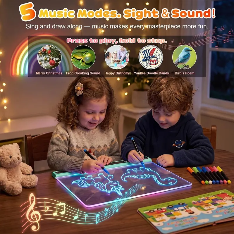 GOLSPARK 16-Inch Rechargeable LED Drawing Board – 16-inch LED glow drawing board