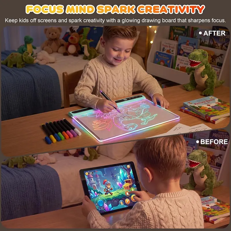 GOLSPARK 16-Inch Rechargeable LED Drawing Board – 14 light effects