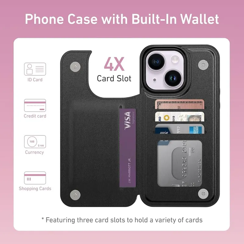 Goodon for iPhone 15 Plus Case Wallet – Premium Leather Material