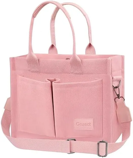 Gosect Canvas Tote Bag in Medium-pink