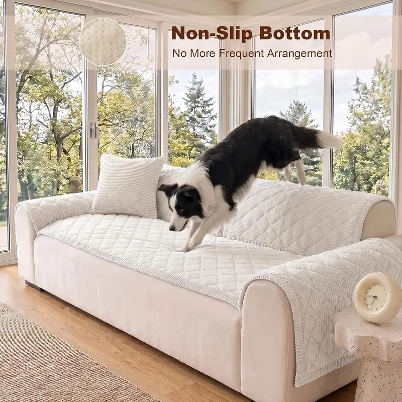 GOSTADY Fuzzy Soft Thick Couch Cover – Water-resistant couch slipcover