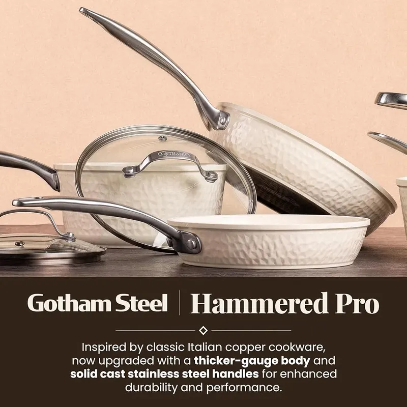 GOTHAM STEEL HAMMERED 13 Pc Titanium Ceramic Cookware – product photo 2 of 8