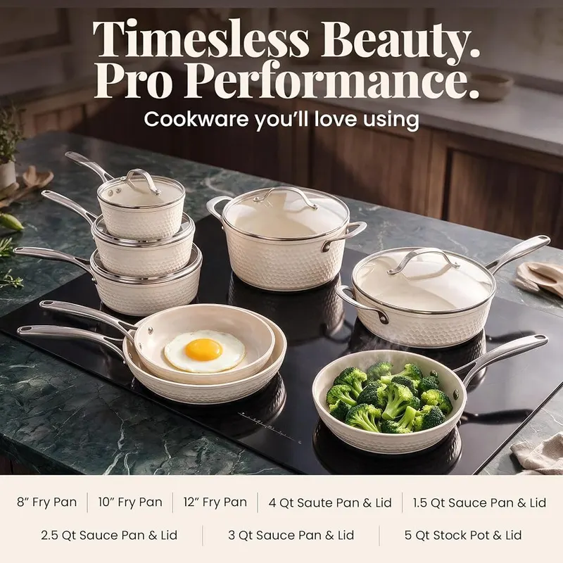 GOTHAM STEEL HAMMERED 13 Pc Titanium Ceramic Cookware – product photo 3 of 8