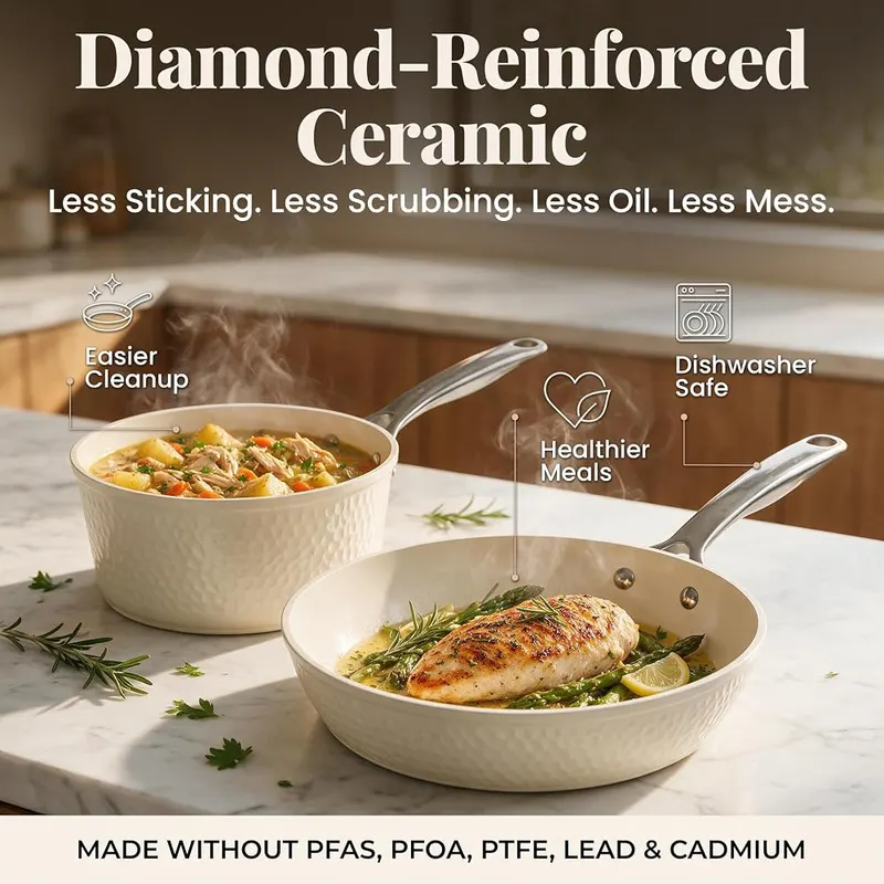 GOTHAM STEEL HAMMERED 13 Pc Titanium Ceramic Cookware – product photo 4 of 8
