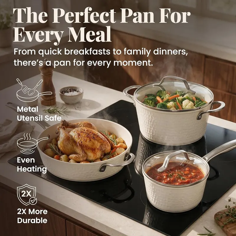 GOTHAM STEEL HAMMERED 13 Pc Titanium Ceramic Cookware – product photo 6 of 8