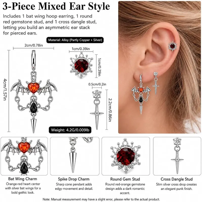 Gothic Cross Earrings Set – Striking gothic cross design elements