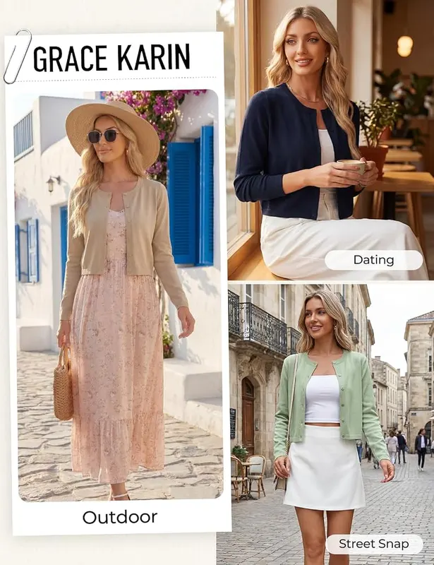 GRACE KARIN Brown Cropped Cardigan Sweaters – 16 options on the listing
