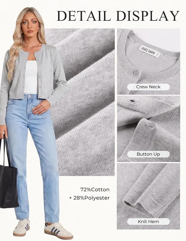 GRACE KARIN Cardigan Sweaters 2XL – 72% cotton, 28% polyester